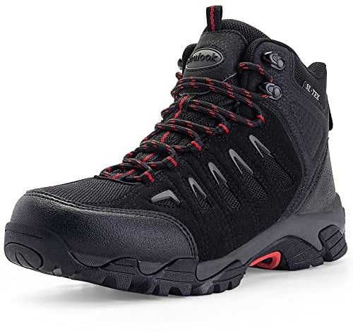 SHULOOK Men's Waterproof Hiking Boots Non-Slip Lightweight Mid Top Ankle Boot Breathable Hiker Trekking Shoes