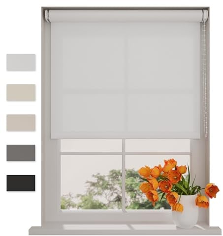 DTCH® Lichtdurchlässiges Rollo, weiß, 200 x 275 cm | Für Fenster, Sichtschutz bei Tageslicht, Wand- Decken- oder Klemmfix-Montage, Breiten bis 240 cm, kindersicher, Kettenzug