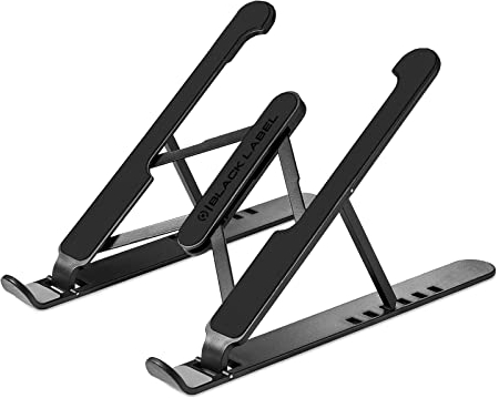 Celly, Supporto da Scrivania per Laptop e Tablet Linea Black Label, Supporto per Laptop con 6 Livelli di Inclinazione, Design Compatto e Richiudibile, Supporto Regolabile, Texture Anti-scivolo, Nero