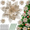 Serwalin 20pcs 14cm Weihnachten Blumen künstliche Champagner Gold Blumen Dekorationen mit Clips Stiele Glitter Weihnachtsbaum Ornamente Weihnachten Hochzeit Party Kranz Girlanden DIY (Champagner)