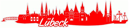 Samunshi® Lübeck Skyline Aufkleber Sticker Autoaufkleber City Gedruckt - 15x3,1cm hellrot