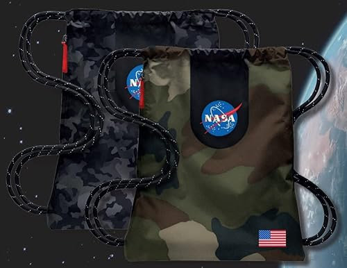 NASA Tasche 40 x 35 cm Variante Camo Grün Schwarz + Geschenk Pfeife und Farbstift