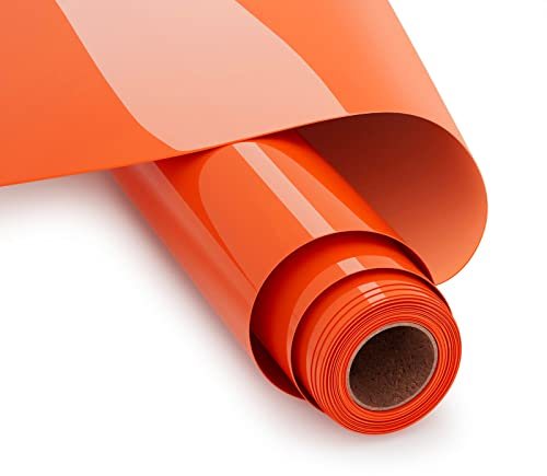 UIOK Plotterfolie Textil 30.5 x 365.7cm Flexfolie Plotter Textil,Neon Orange Flexfolie Bügelfolie Plotter Heat Transfer Vinyl für DIY T-Shirt, Transferfolie Plotter Flexfolie (Neon Orange)