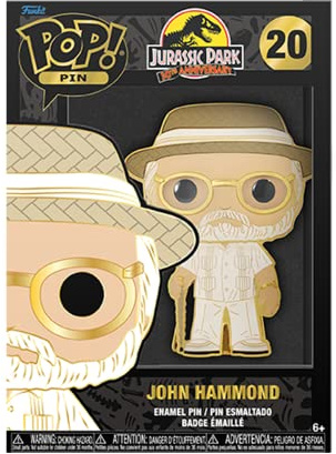 Funko Pop! Large Enamel Pin MOVIES: Jurassic Park - John Hammond - Jurassic Park Enamel Pins - Cute Collectable Novelty Brooch - for Backpacks & Bags - Gift Idea - Official Merchandise