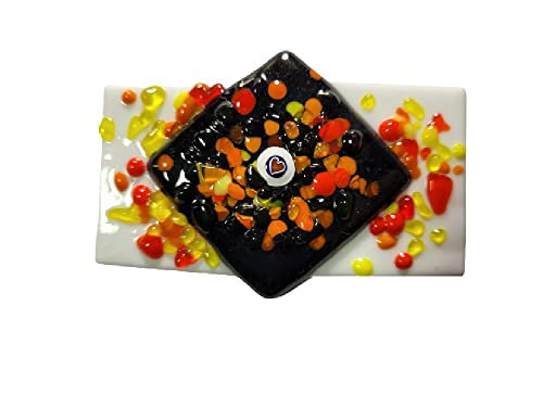 1 Briefbeschwerer, Länge 8 cm, Dicke ca. 5 bis 8 cm, Art fc8 c1, Glasguss, Murano-Glas, Einzigartige Stücke, hergestellt in Italien, Gratis Schlüsselanhänger