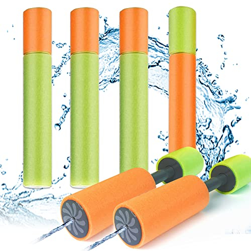 Udbrud 6 Stück Wasserspritzpistolen, Wasserpistole Schaumstoff Bunte Kinder Schaum Wasserpistole Wasserpistolen für Kinder für Jungen und Mädchen, Sommer Pool Party Strand Wasserspielzeug Outdoor