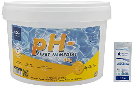 EDG by AQUALUX pH Moins Poudre - 5kg | Correcteur de pH Solide - Baisse Le pH + 10 Tests HPS OFFERTS 6 en 1