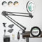 Lampe de Bureau Loupe 10X 15X et LED, Lampe Loupe sur Pied avec 3 Modes de Couleurs et 10 Niveaux de Gradation, Lampe Eclairante avec Bras Pivotant Réglable pour Lire et Travailler