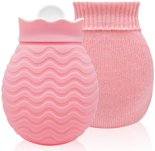 320 ml Kleine Wärmflasche - Mini-Silikon-Wasserbeutel für Wärme-, Hand- und Fußwärmer, ideal bei Menstruationsbeschwerden, Nacken-/Schulterschmerzen, das perfekte (Rosa)