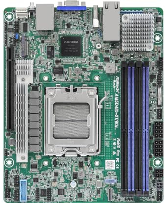 ASRock Rack AM5D4ID-2T/BCM Deep Mini-ITX - Placa Base para Servidor AMD Ryzen 7000 AM5 (LGA 1718) KNOLL3 X300 Dual 10G LAN