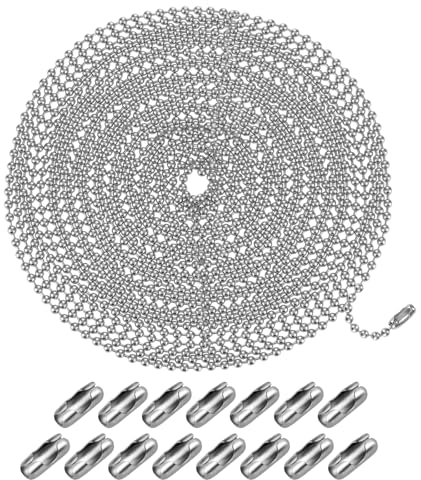 5M Kugelkette 3mm Edelstahl Kugelkette mit 15 Passenden Verbindungsstücken Kugelketten Verlängerungskette für selbstgemachte Schmuckherstellung Halsketten Armbänder Schlüsselanhänger