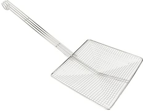 Mestolo per Schiumarola con Colino Quadrato, Schiumarola in Rete di Acciaio Inossidabile Cucchiaio Multifunzionale per Colino per Pasta per Cucinare Fritture (Maglia grossa)