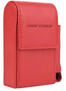 Conte Massimo Étui à Cigarettes en Cuir Véritable avec Porte-Briquet, pour Homme et Femme, Étui pour Paquet de Cigarettes et Briquet