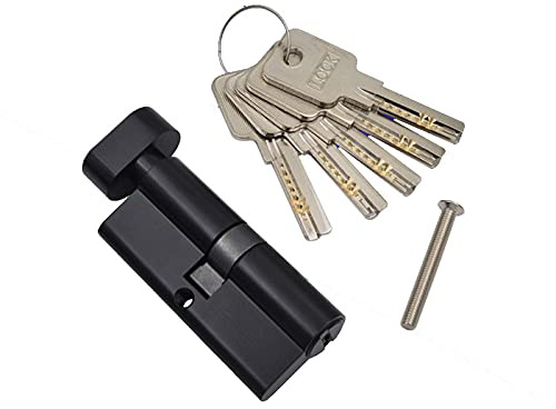 SchließZylinder,Zylinderschloss Alle Messing Schwarz Zylinderschloss Tür Fenster Sicherheit 60 70 80 90 100mm Zylinder Wohnzimmer Schlossgriff Kundenspezifischer Messingschlüssel(80mm)