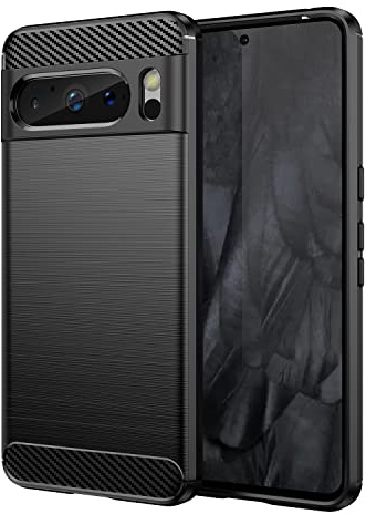 owlhold Cover per Google pixel 8 pro 5G, Custodia Spazzolata e Fibra di Carbonio Morbido Silicone TPU Slim Fit Case, Antiurto, Antigraffio, Antiscivolo, Protezione Grado Militare, Nero