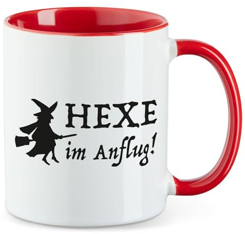 Huuraa Teetasse Hexe im Anflug Geschenk 330ml Rot Hexe Präsent