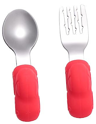 ibasenice 1 Paar Gabellöffel Kinderlöffel Trainingsgeschirr Babybesteck Kinderlöffel Und Kindergabeln Bagger Für Kinder Kleinkindutensilien Besteck Babylöffel Und Gabeln
