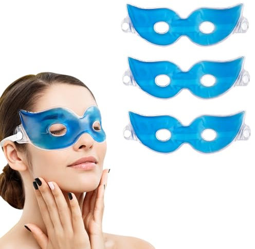 3 Stück Augenmaske Kühlend, Augen Gel Maske Set, Augen Kühlpads Wiederverwendbare, Gel Kühlmaske Warm/Kalt Therapie für Geschwollene und Müde Augen, Augenringe, Migräne