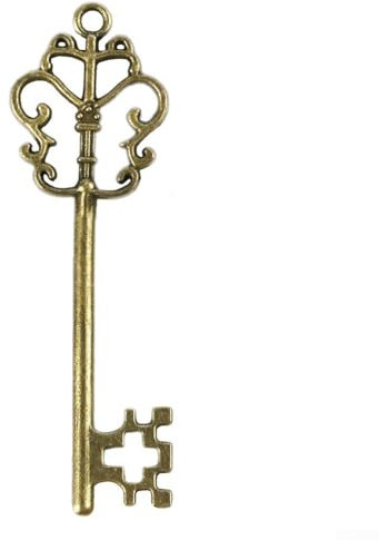 Grandi chiavi a scheletro in ottone vintage, vecchio lotto di serratura, ornamenti portachiavi antichi, forniture artigianali fai da te (C)