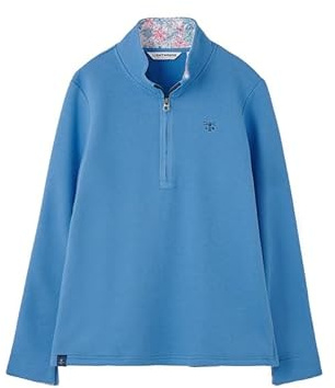 LightHouse Womens Shore Sweatshirt - Ladies Warm Half Zip Cotton Top - Marine Blue - 10