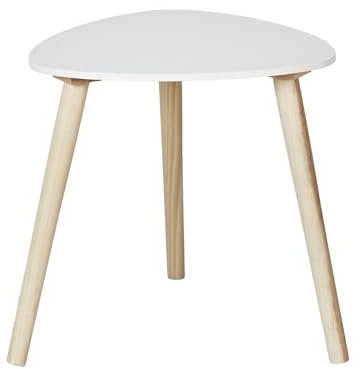HOME DECO FACTORY, HD0498, Table d'appoint Shelly Blanche, Design Moderne et Compact, idéale pour Petits espaces, Pieds en Bois pour stabilité, Dimensions 385x40 cm, Couleur Blanche