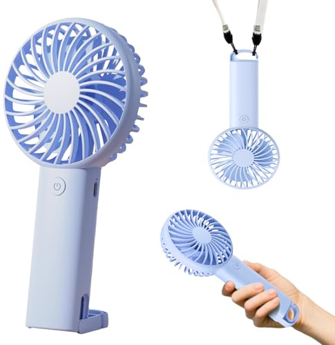 Portable Fan, Mini Handheld Fan with Holder, Rechargeable Personal Fans with Powerful Airflow for Travel Camping, 3 in 1 Hand Held Small Fans for Lash Face, Battery for 15 Hours Cooling