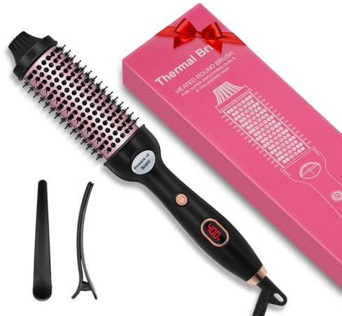 Thermal Brush, Ionische Thermobürste Lockenbürste, 38mm 3 in 1 Rundbürste Stylingbürsten, Dual Spannung, für Haarstyling Erhöhen Sie das Haarvolumen Lose Locken Glattes Haar, Geschenke für Frauen
