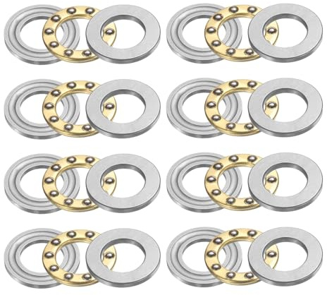 sourcing map 8 Stück F8-14M Axial-Kugellager, 8 mm x 14 mm x 4 mm, Miniatur-Drucklager mit Unterlegscheiben, Chromstahl, in eine Richtung für Fördersysteme, Werkzeugmaschinen
