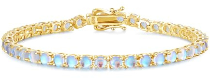 FANCIME 14K Vergoldet Damen Tennisarmband mit Geburtsstein, Geburtsstein Geschenk Schmuck für Sie Damen Mädchen, Länge 19 cm