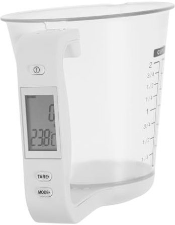 Mipcase Jarra Medidora Digital de Cocina con Pantalla LCD Báscula Electrónica de Alta Precisión Temperatura y Volumen