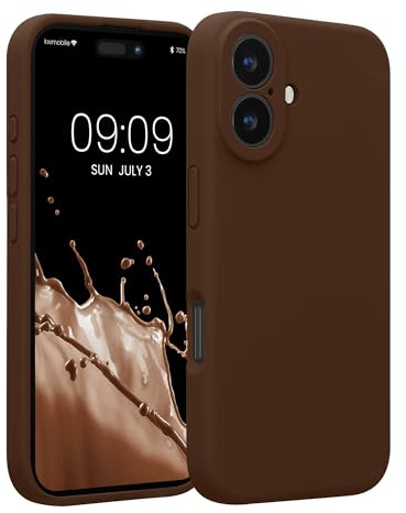 kwmobile Case for Apple iPhone 16 Case - Slim TPU Silicone Phone Cover for iPhone 16 - Soft Touch Finish - Chocolate