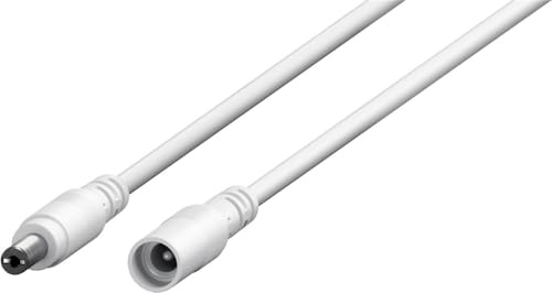goobay DC extension cable 5m – 5.5x2.5mm, connector and plug, white, for 5–24V and up to 5A, ideal for LEDs, routers, cameras, 76680