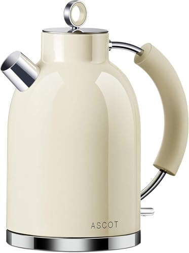 ASCOT Kettle Electric, Cordless-Fast-Boil, Stainless Steel Filter Kettles Tea Heater & Hot Water Boiler, 1.5L, 2200W, Automatic Shutoff, Boil-Dry Protection Kettle Beige