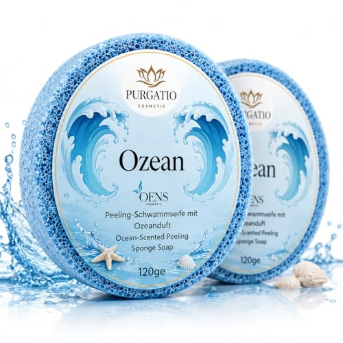 Handgemachte Ozean Peelingseife – 2er Pack | Tiefenreinigung & Peeling | Für Gesicht & Körper | Vegan, Ohne Parabene & Silikone