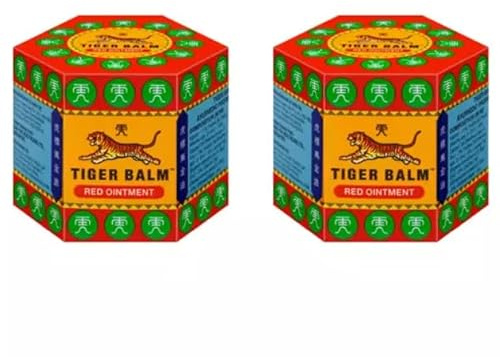 Tiger Balm Red Set 2er Pack – 2× Rot Ointment 21 g | Ayurvedischer Kräuterbalsam mit Menthol & Kampfer | Wärmende Salbe zur Linderung von Muskel, Gelenk & Rückenbeschwerden met Kajal Sticker