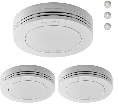 Safeliveo Rauchmelder 10 Jahre Batterie, TÜV-Zertifiziert,Rauchwarnmelder mit Klebepads,85 dB Alarm, Mini Feuermelder ohne blinkende LED, Stummschaltfunktion, 3er Set