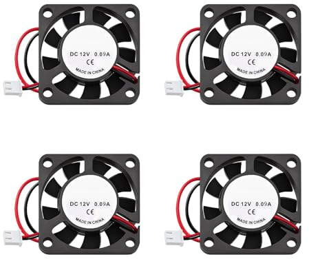 4 paquetes de ventiladores de 12 V 40 mm x 40 mm x 10 mm ventilador 0,09 A para refrigeración de carcasa de PC, 6,32 CFM, cable de 30 cm, duradero 12 V para impresora 3D, routers y electrónica