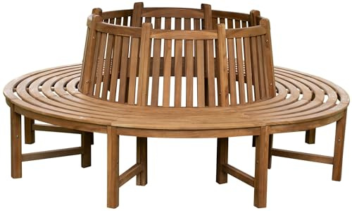 DELUKE Baumbank TINAR Braun 203x203x90 cm | Kreisrunde Sitzbank Mit Lehne Baumbank Gartenbank Für Baum