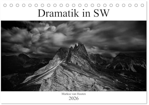 Dramatik in SW (Tischkalender 2026 DIN A5 quer), CALVENDO Monatskalender: 12 eindrucksvolle Motive mit dramatischer Zeichnung der Natur (CALVENDO Orte)
