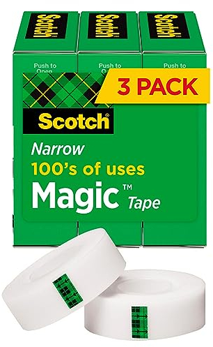 Scotch Magic Tape, unsichtbar, reparieren Weihnachtskarten und Verwendung als Urlaubsgeschenkpapier für Weihnachten, 3 Bandrollen