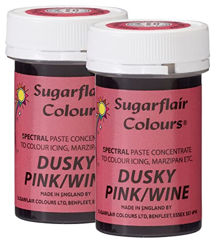 Sugarflair Spectral Dusky Pink/Wine Food Colouring Paste, Highly Concentrated for Use with Sugar Pastes, Buttercream, Royal Icing or Cake Mix, Vibrant Colour Dye - 25g (Pack of 2)
