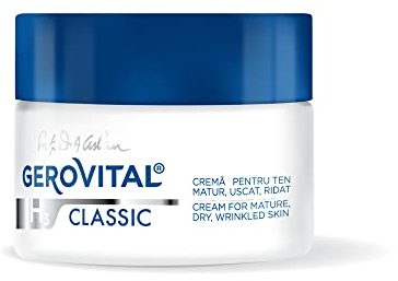 Intensiv feuchtigkeitsspendende Anti-Falten-Gesichtscreme mit Hyaluronsäure und Vitamin E, Anti-Ageing-Effekt, Aufbaupotenzial, für trockene, faltige Haut, 50 ml, Gerovital H3 Classic