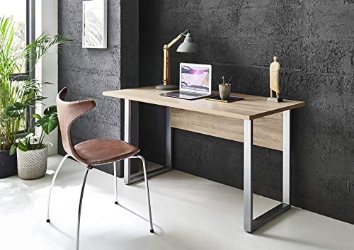 BMG-Moebel.de Büromöbel komplett Set Arbeitszimmer Office Edition Mini in Sonoma Eiche/Weiß Matt (Schreibtisch)
