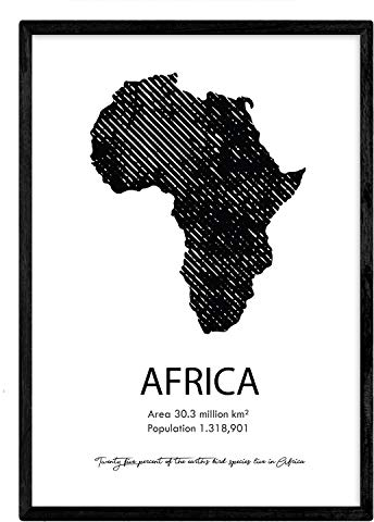 Nacnic Poster von Afrika. Blätter von Ländern und Kontinenten. A3 Größe