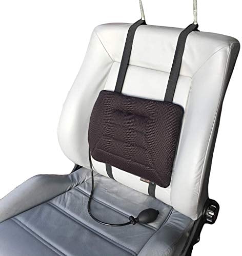 SITWELL Comfort ergonomisches Rückenkissen, Stoffbezug, durch Luftkissen individuell anpassbar (stufenlos höhen- und tiefenverstellbar), für Fast alle Autositze, 30,5x26,5x3,5-7 cm (Stoff 3D Black)