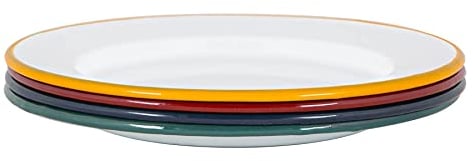 Argon Tableware Weiße Emaille -Dinner -Teller - 25,5cm - 4 Farben