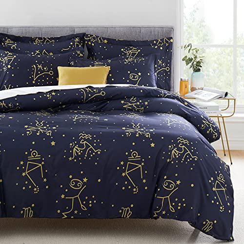 MOONLIGHT20015 King Duvet Cover Set with 2 Pillowcases Reversible Printed Star Light Bedding sets Soft Hypoallergenic Microfiber Duvet Cover (Star Light 230 x 220)