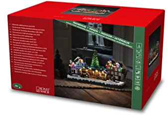 Konstsmide LED Szenerie Weihnachtsmarkt, mit Musik, 28 Dioden, 4,5V Innentrafo/batteriebetrieben, schwarzes Kabel - 4236-000, Bunt