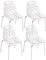 KAYELLES Lot 4 chaises Cuisine Design ajouré Pied Chrome IKO (Blanc)