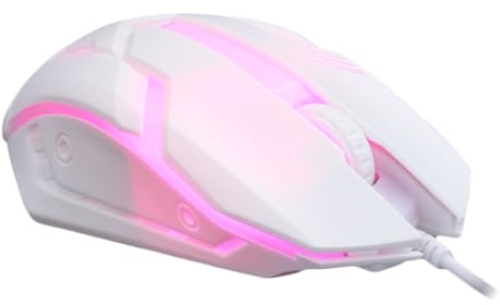 Mobestech Souris de Jeu Filaire USB Rétroéclairée Ergonomique pour Ordinateur et Pc Portable Blanche Conception Accessoires pour Bureau et Dortoir
